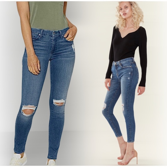 7 For All Mankind Denim - 7FAM b(air) skinny ankle destroyed knees Jeans 25